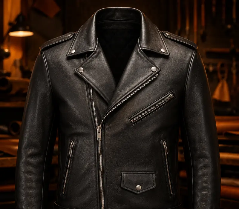 Jaket Biker Classic kulit hitam premium custom KAYAQU