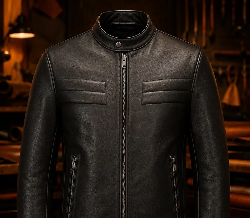 Jaket Cafe Racer kulit hitam premium custom KAYAQU